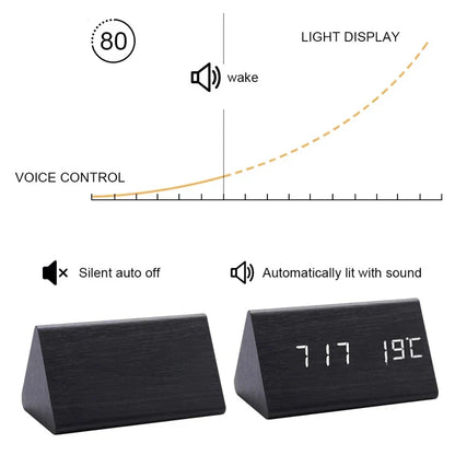 Alarm Clock - WoodWatch - LED Display - Voice Control