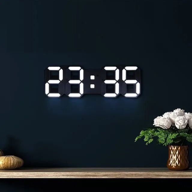 GlowTime 3D LED Wall Clock – Stylish Digital Clock with Adjustable Lighting